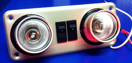 TWO  X 12v SCS Eyeball Double Spotlight  Switched Champagne Caravan Motorhome Boat New