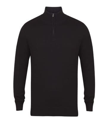 GR729 Henbury Zip Neck Sweater with Green Room Logo