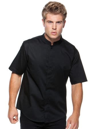 KK122 Bargear Men's Short Sleeved Mandarin Collar Bar Shirt