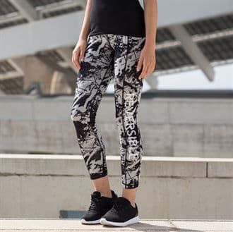 MS/SK424 Women's Reversable Work-Out Leggings With Marlow Striders Logo On Patterned Side