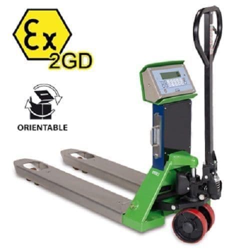 Dini Argeo Zone 1/21 ATEX Trade Approved Pallet Truck Scale - TPWX2GD20M-2 FS2500M- 1500/2500kg x 0.5/1kg App