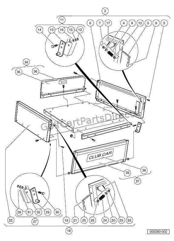 Club Car Assembly Tailgate Turf/Carryall 2 XRT and 2 Plus OEM