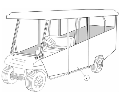 Club Car, Villager 6 Vinyl Enclosure 3 Sided (OEM) - White