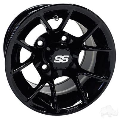 Set of 4 RHOX RX405, Gloss Black, 10x7 ET-25 & Tyres