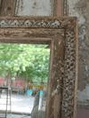 19th Century Carved Teak Window Mirror with faded paint