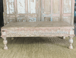19th Century Hindu Temple Day Bed Table, with Decorative Carving