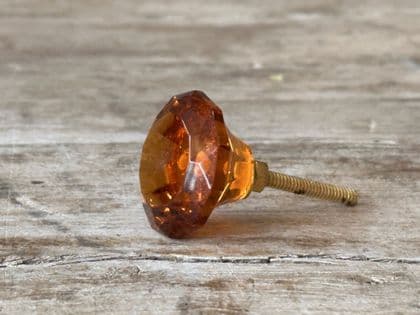 Amber Cut Glass Door Knobs