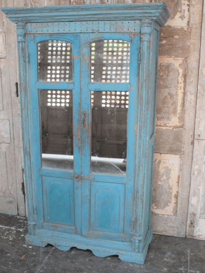 Antique Blue Colonial Cupboard, Patan