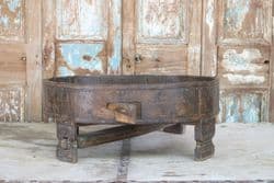 Antique Chakki Grinder Table in dark Rohida wood, Rajasthan