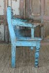 antique colonial  teak bench with faded paint tones, Gujarat