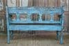 antique colonial  teak bench with faded paint tones, Gujarat