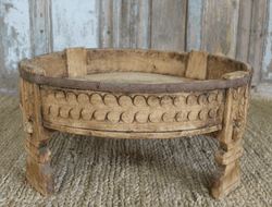 antique grinder table with bleached wood