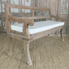 antique indian pale teak wood bench with cushion