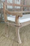 antique indian pale teak wood bench with cushion