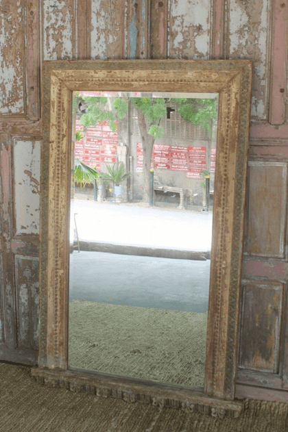 antique mirror with carving detail, Gujarat circa 1890 - 1 of a pair sold separately