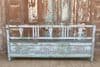 Antique Pale Blue Colonial Teak Bench With Shelf