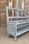 Antique Pale Blue Colonial Teak Bench With Shelf