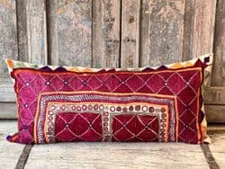 Antique Phulkari Floss Silk Embroidered Cushion