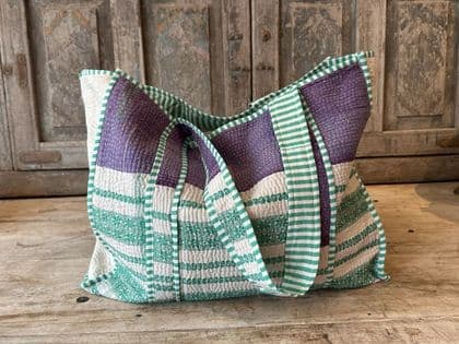 Aqua Kantha Tote Bag