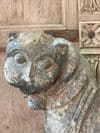 architectural statue of a lion from the parapet of a durga temple , gujarat