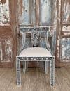 Black & Cream Inlay Maharaja Chair in Teak wood