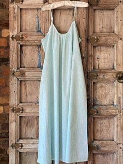 Block print cotton nightie pale blue patterned