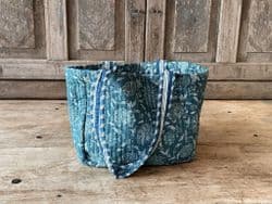 Blue Quilted Block Printed Bag
