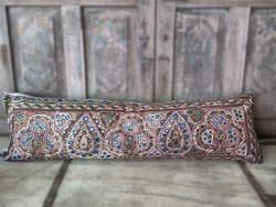 Bolster Cushion made from a Vintage Mirrorwork Embroidery, Gujarat