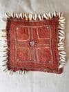 Bolster Cushion made in Vintage French Linen with 3 Embroidered Tribal Textiles