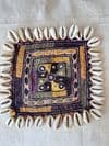 Bolster Cushion made in Vintage French Linen with 3 Embroidered Tribal Textiles