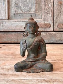 Bronze Buddha with Hand Gestures in the Abhaya Pose - Without Fear