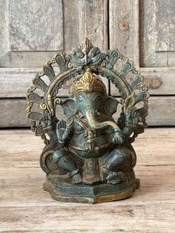 Bronze Casting of Lord Ganesha with decorative aura