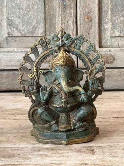 Bronze Casting of Lord Ganesha with decorative aura
