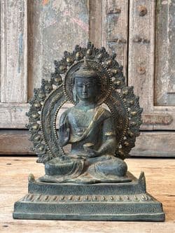 Bronze Casting of the Buddha with Decorative Aura