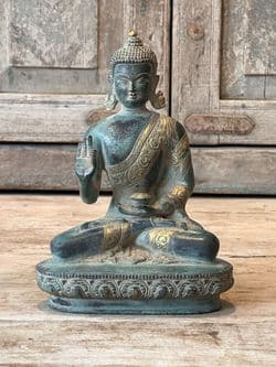 Bronze & Golden Buddha in the Abhaya Pose representing Fearlessness
