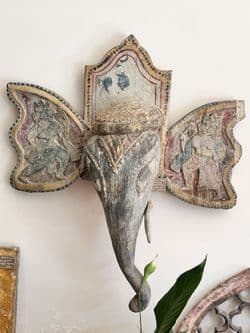 Ceremonial Hindu Ganesha Festival Mask in teak from Maharashtra
