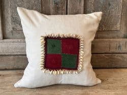 Cowrie Shells & Vintage Tapestry Linen Cushion