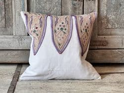 Cushion made from Vintage French linen and a Toran  decoration