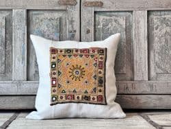 Cushion made from Vintage French linen and  Antique Afghan Embroidery