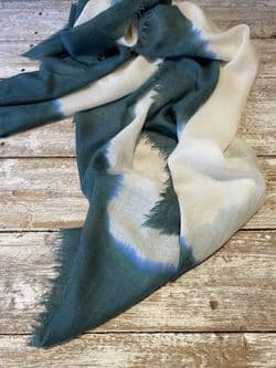 DIP DYE FINE WOOL SHAWL - teale