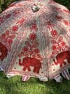 Embroidered elephant parasol red