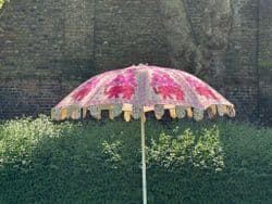Embroidered elephant parasol Shocking pink