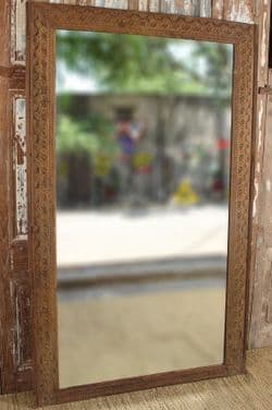 Finely Carved Golden Teak Doorway Temple Mirror, Tamil Nadu