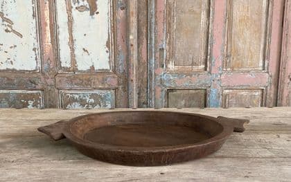 Flat Polished Acacia Wood Vintage Platter