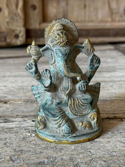Ganesha in Bronze  with verdigris patina