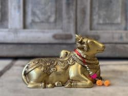 Golden Brass Casting of a Holy Nandi Bull, Avatar of Shiva