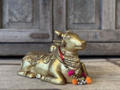 Golden Brass Casting of a Nandi Bull, Avatar of Shiva (1)