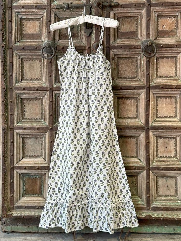 Ira Hand Block Print Cotton Long Double Layer Dress main image 0
