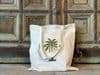 Hand block print palm tree cotton bag