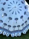 hand block print parasol with blue palm trees